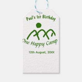 Étiquettes-cadeau One happy camp green mountain sun 1st birthday 
