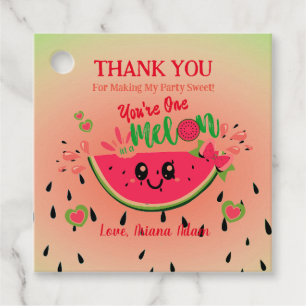 Étiquettes Cadeau One In a Melon Watermelon Premier Merci d'annivers