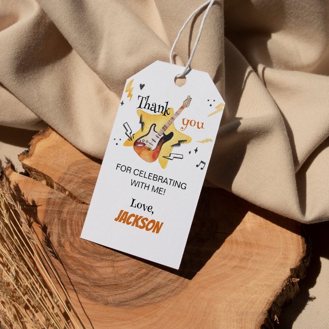 Étiquettes-cadeau One Rocks Guitar Merci Balise Anniversaire (Créateur téléchargé)