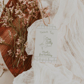 Étiquettes-cadeau One Silly Goose Green Hand Drawn 1st Birthday 