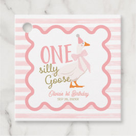 Étiquettes Cadeau One Silly Goose Pink Bow 1st Birthday