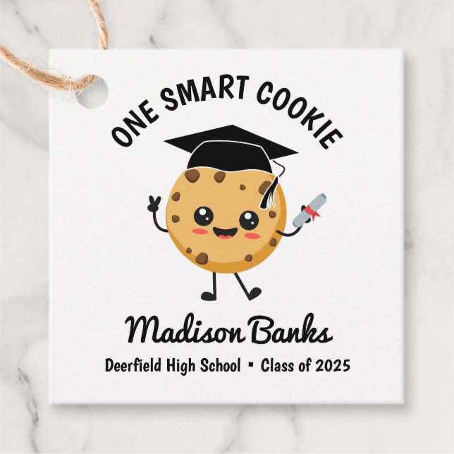 Étiquettes Cadeau "One Smart Cookie" Jote Funny Graduation Dessert (Devant)