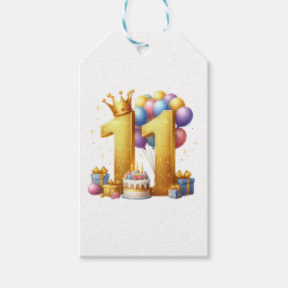 Étiquettes-cadeau Onzième anniversaire doré