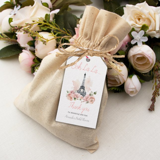 Étiquettes-cadeau Ooh La La Fête des mariées Florale Française Paris (Créateur téléchargé)