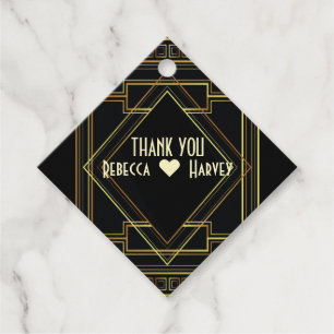 Étiquettes Cadeau or et noir grand gatsby mariage merci