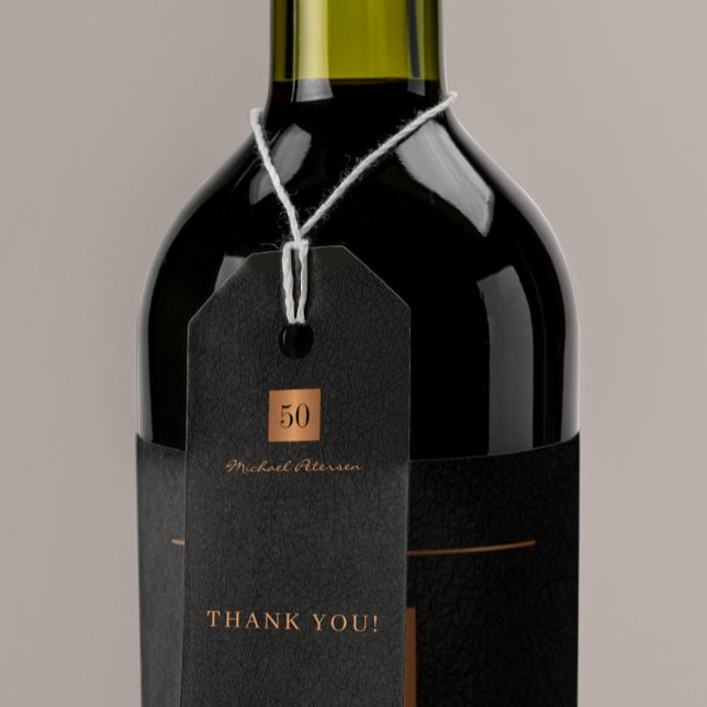Étiquettes-cadeau Or moderne noir 50 ans anniversaire merci (Créateur téléchargé)