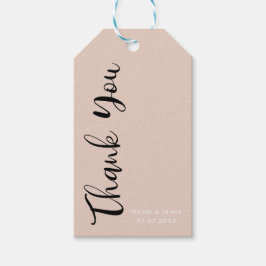 Étiquettes-cadeau Or Pailleté Beige Rose Merci Fête Mariage