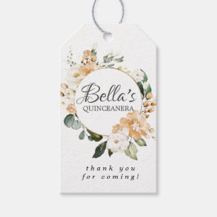 Étiquettes-cadeau Or Rose Floral Quinceanera Favoriser