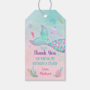 Étiquettes-cadeau Or rose Sirène Sous Le Baby shower De Mer