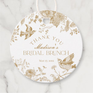 Étiquettes Cadeau Or Toile De Jouy Vintage Floral Mariage Petit Déje