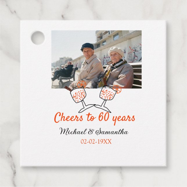 Étiquettes Cadeau Orange applaudit à 60 ans de mariage (Devant)