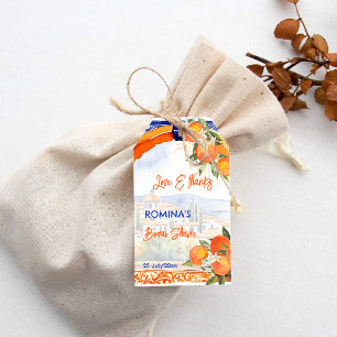 Étiquettes-cadeau Orange bleu azulejo talavera tuiles douche nuptial