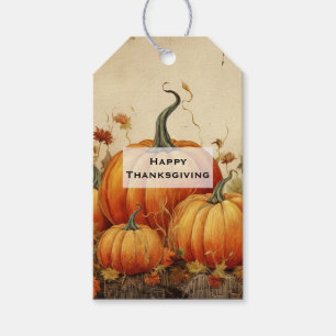 Étiquettes-cadeau Orange Citrouille Russe Automne Thanksgiving