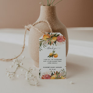 Étiquettes-cadeau Orange Citrus Botanique Remerciement pour Baby S