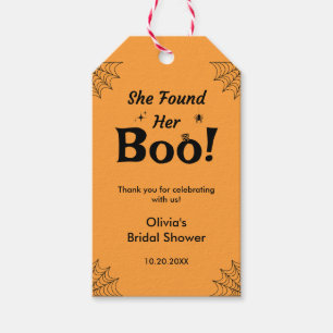 Étiquettes-cadeau Orange Elle A Trouvé Sa Fête des mariées Boo Hallo