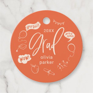 Étiquettes Cadeau Orange fantaisie de la Grande Partie de Doodle