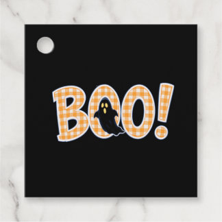 Étiquettes Cadeau Orange Gingham BOO Ghost