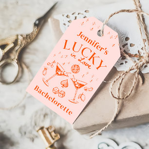 Étiquettes-cadeau Orange Lucky In Love Cocktail Bachelorette Party