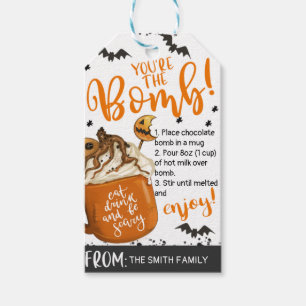 Étiquettes-cadeau Orange Mug Halloween votre bombe chocolat chaud