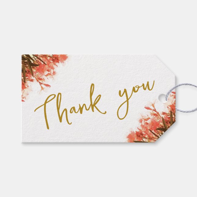 Étiquettes-cadeau Orange Oleander Flowers sur Merci de mariage de pl (Devant (Horizontal))
