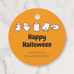 Étiquettes Cadeau ORANGE PERSONNALISÉ Ghost Éffrayant Halloween Favo