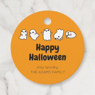 Étiquettes Cadeau ORANGE PERSONNALISÉ Ghost Éffrayant Halloween Favo