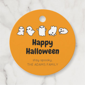 Étiquettes Cadeau ORANGE PERSONNALISÉ Ghost Éffrayant Halloween Favo