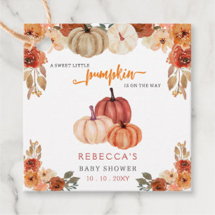 Étiquettes Cadeau Orange Petit Citrouille Baby shower neutre pour le