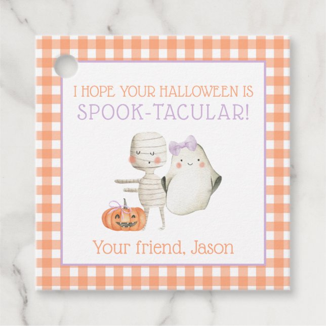 Étiquettes Cadeau Orange Purple Parlé Tactique Halloween Enfants Éff (Devant)