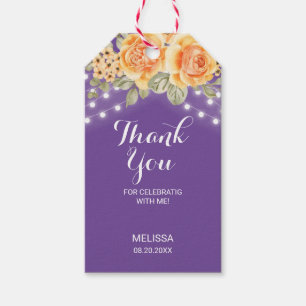 Étiquettes-cadeau Orange Rose Chaîne Lumières Violet Anniversaire Me