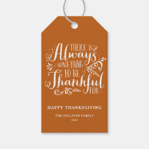 Étiquettes-cadeau Orange toujours remerciant Citation Thanksgiving