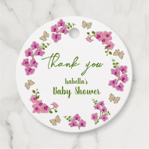 Étiquettes Cadeau Orchidées Papillon tropical Purple Pin Baby shower