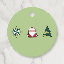 Étiquettes Cadeau Origami à la menthe Noël