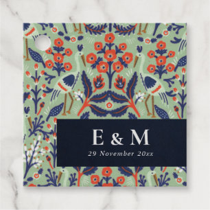Étiquettes Cadeau Ornat Turquoise Classy Floral Peacock Mariage