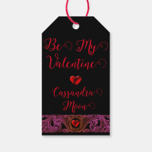 Étiquettes-cadeau Ornement Goth Purple Avec Coeur Personnalisé