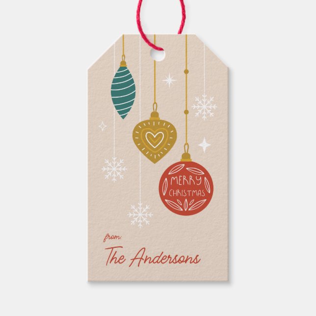 Étiquettes-cadeau Ornements de Noël modernes personnalisables (Devant)