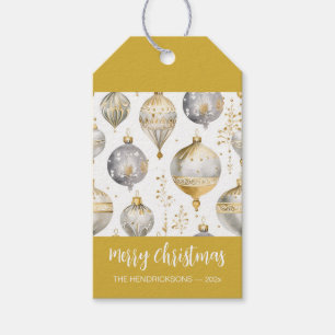 Étiquettes-cadeau Ornements de Noël Vintage Argent Or
