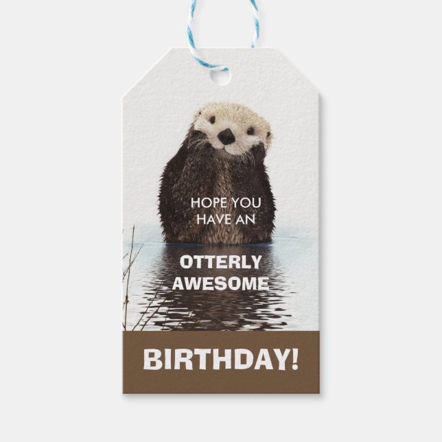 Étiquettes-cadeau Otter Pun - Anniversaire Magnifique (Devant)