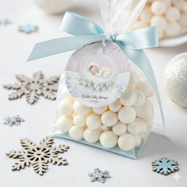 Étiquettes Cadeau Our Little Snowbaby is on the way Winter Favor (Créateur téléchargé)