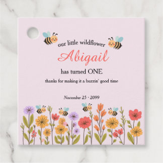 Étiquettes Cadeau Our Little Wildflower Floral Bee 1st Birthday
