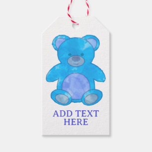 Étiquettes-cadeau Ours Bébé Cute En Bleu Texte Personnalisé