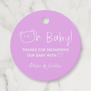 Étiquettes Cadeau Ours de bébé et Baby shower de Merci du coeur