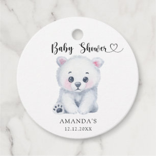 Étiquettes Cadeau Ours de bébé polaire - Baby shower