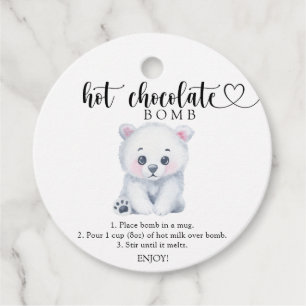 Étiquettes Cadeau Ours de bébé polaire - Bombe chocolat chaud