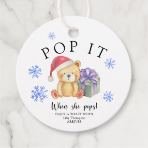 Étiquettes Cadeau Ours d'hiver avec cadeau de Noël - Pop it!