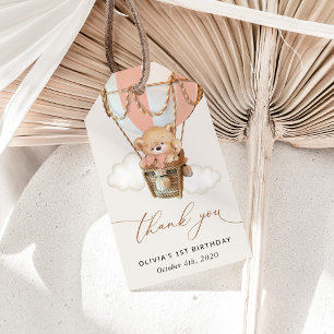 Étiquettes-cadeau Ours En Conflit, Ballotte À Air Chaud Rose, Premie