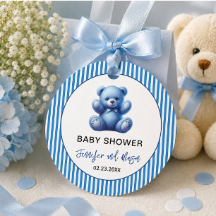 Étiquettes Cadeau Ours en peluche bleu mignon Shower pour bébé garço
