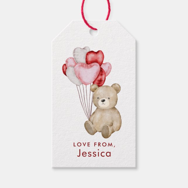 Étiquettes-cadeau Ours en peluche de la Saint-Valentin (Devant)