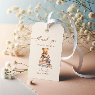 Étiquettes-cadeau Ours en peluche de livre de contes bohème remercie