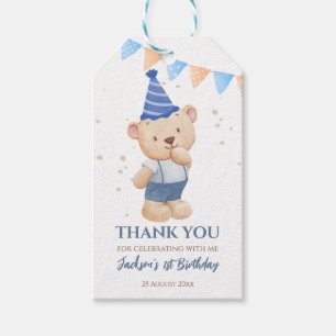Étiquettes-cadeau Ours en peluche garçons anniversaire remerciements